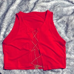 Red chained crop top